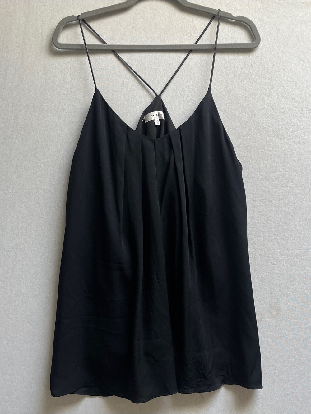 Milly Black Silk Pleated Strappy Cami Top Size 10